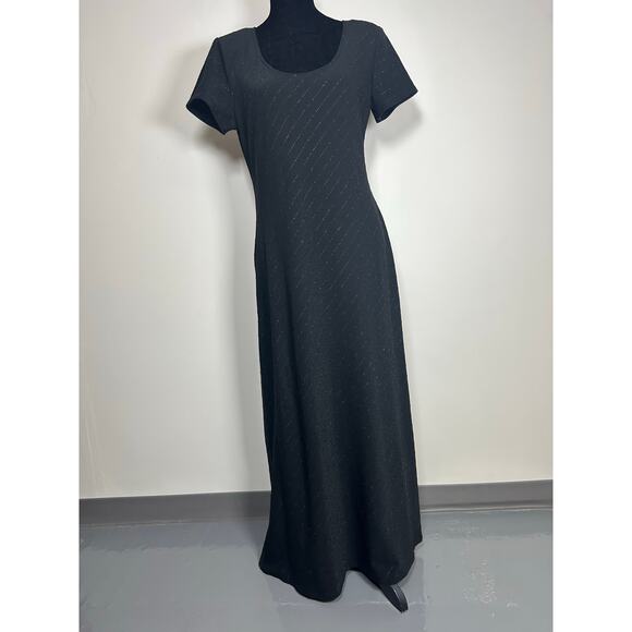 VTG Short Sleeve Asymmetrical Striped  Maxi Dress Size 11/12, Goth Emo Grunge - Picture 1 of 12